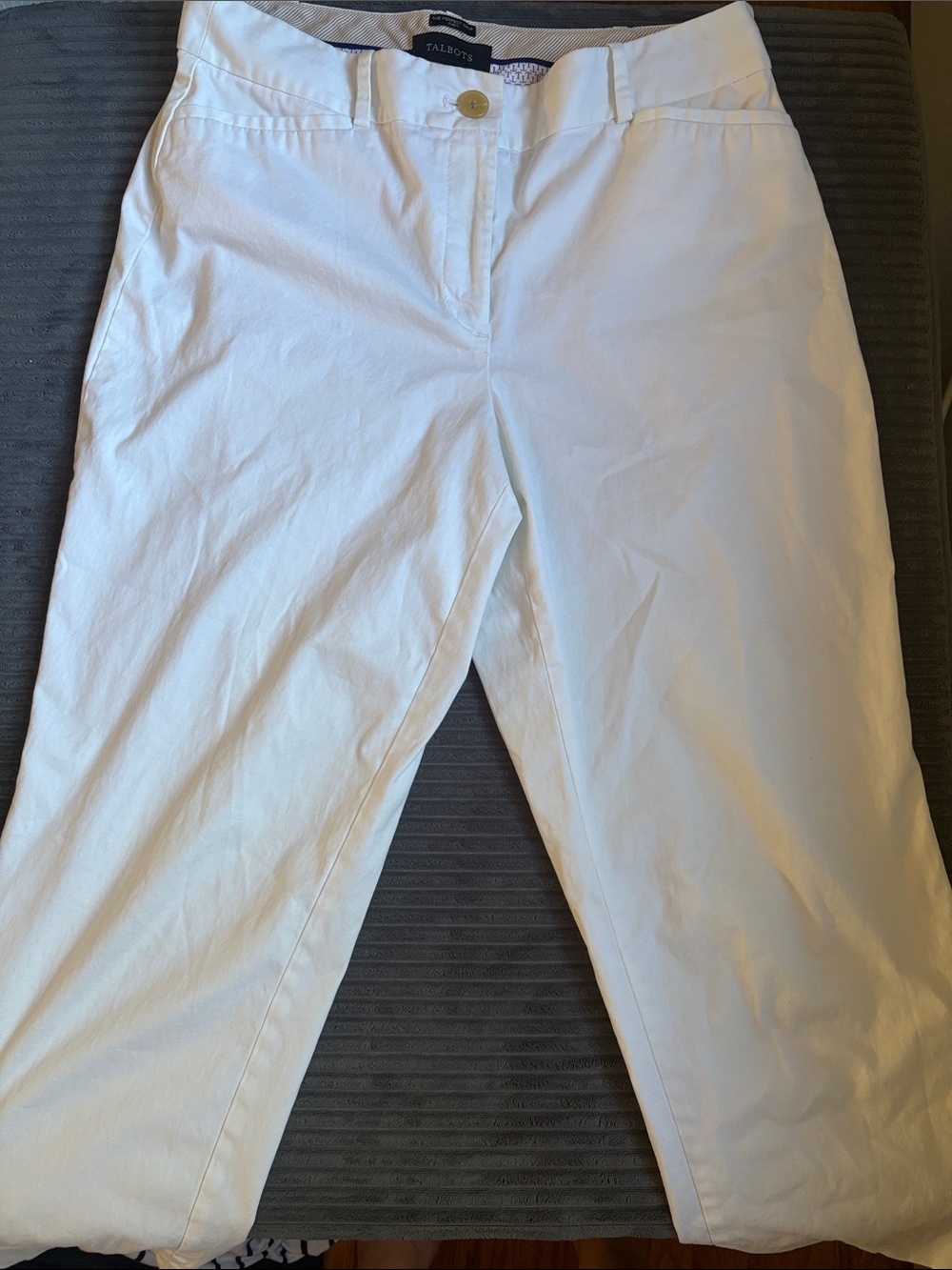 Talbots White Cropped Cotton-Blend Ankle Jeans